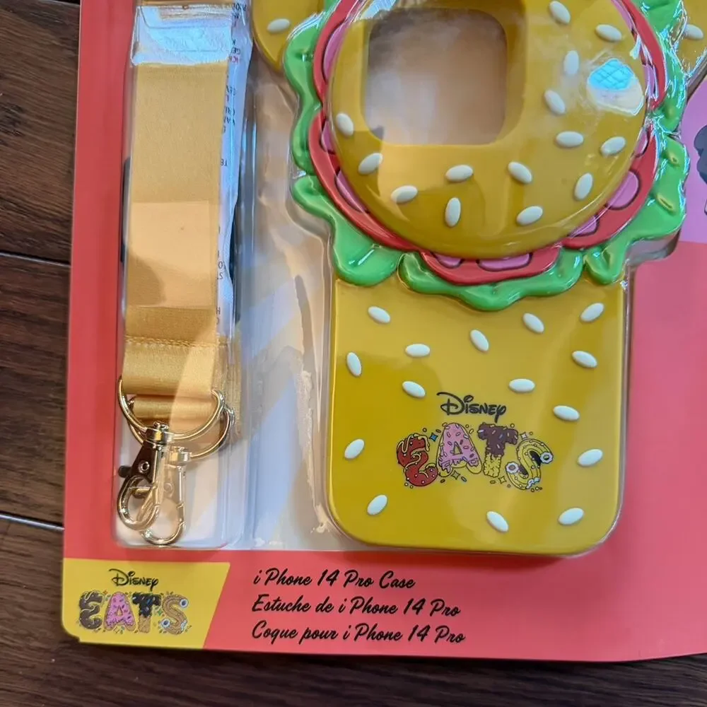 Disney Parks Eats Mickey Mouse Burger iPhone 14 Pro case with Landyard NWT